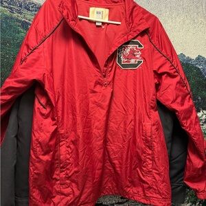 Red Pullover South Carolina  Gamecocks Jacket with Stitched Lettering Logo